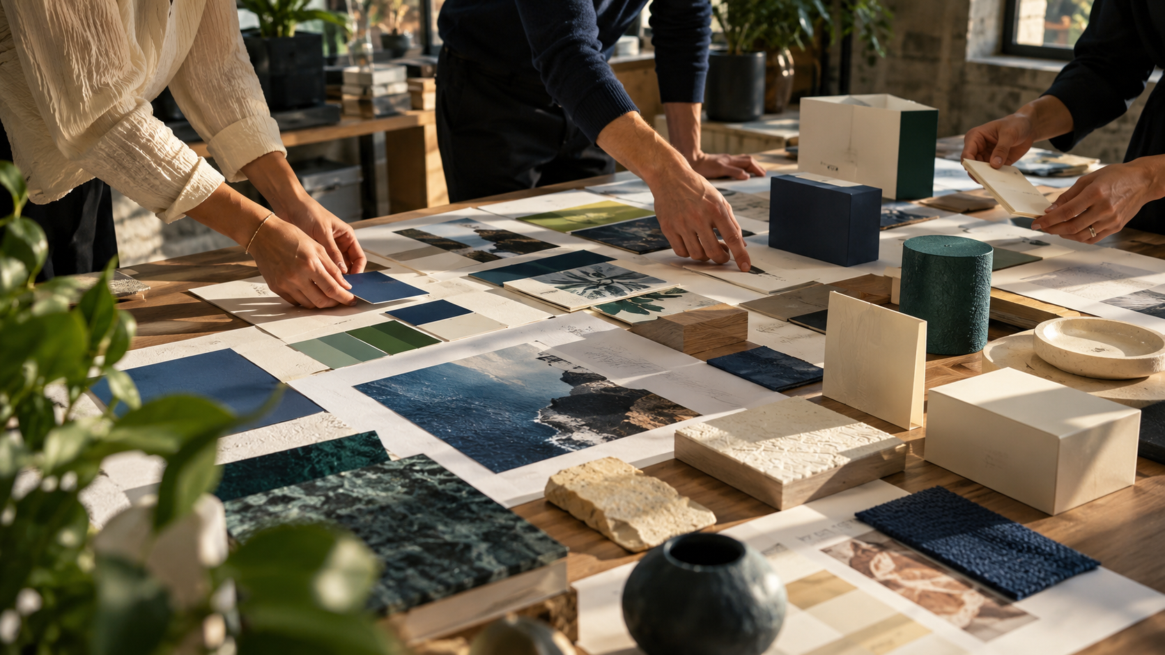 Creative team developing a visual brand strategy